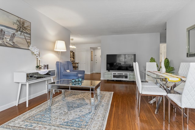 living room with wood-type flooring