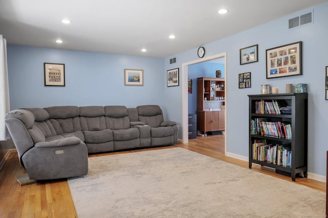 living room with hardwood / wood-style floors