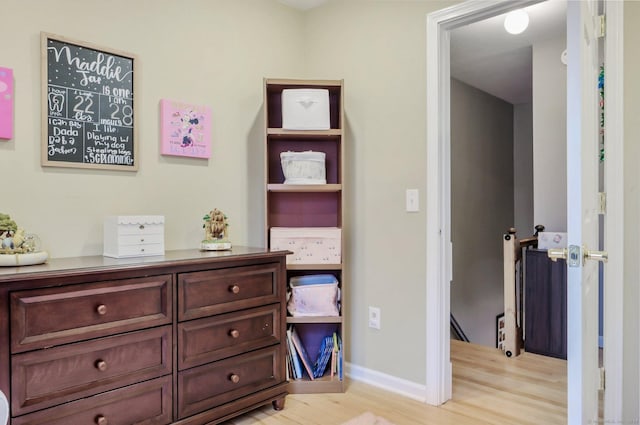 interior space with light hardwood / wood-style flooring