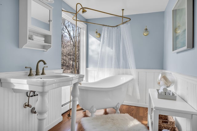 bathroom featuring a bathtub and hardwood / wood-style floors