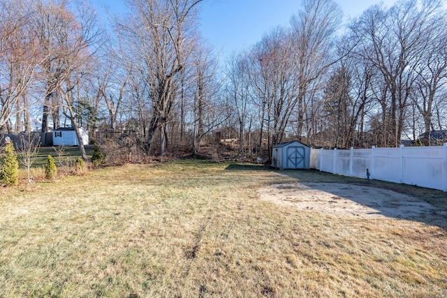 view of yard with a storage unit