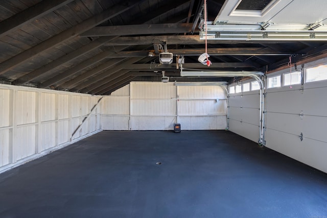 garage with a garage door opener