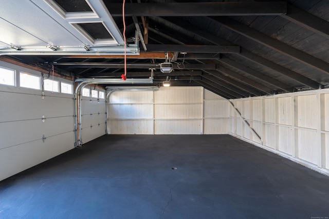 garage with a garage door opener