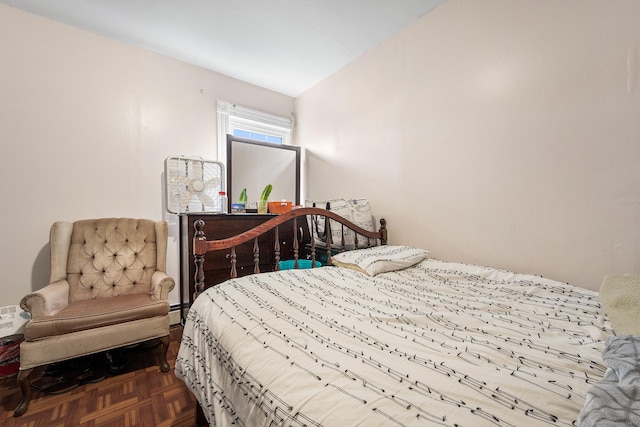 bedroom with parquet floors