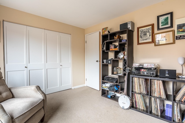 sitting room with light carpet