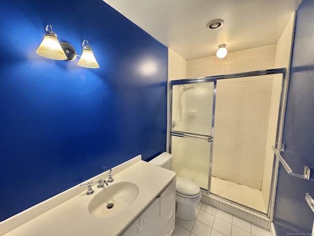 795 Prospect Ave Unit B-5, West Hartford, CT 06105 - bathroom featuring a shower stall, tile patterned floors, toilet, and vanity