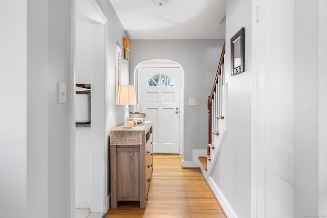 hallway featuring light wood-type flooring