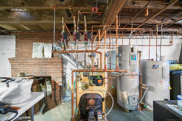 utility room featuring water heater