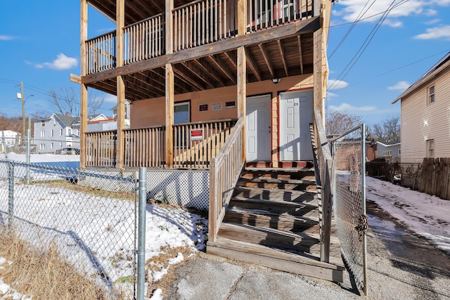 exterior space featuring a wooden deck