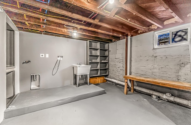 basement with sink