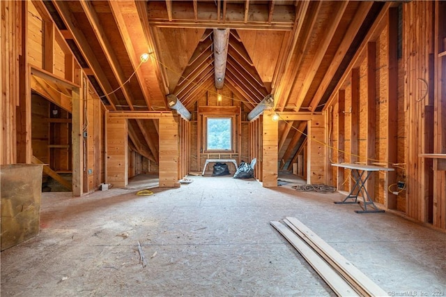 view of unfinished attic