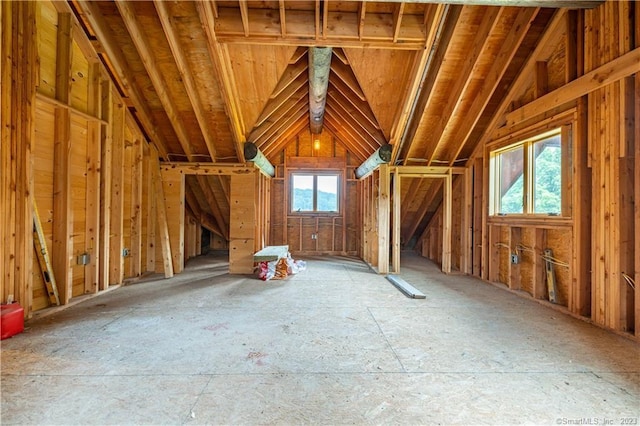 view of unfinished attic