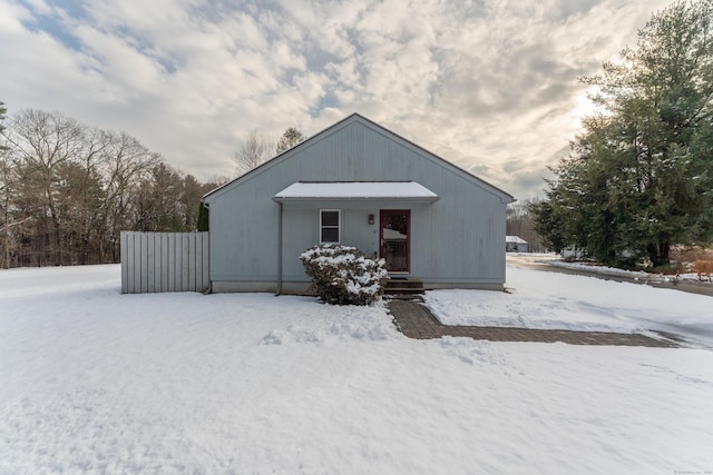 view of snow covered structure