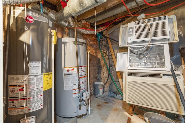 utility room with gas water heater