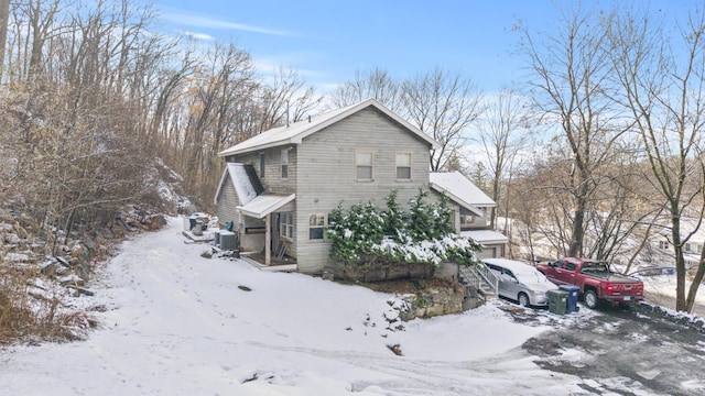 view of snow covered exterior