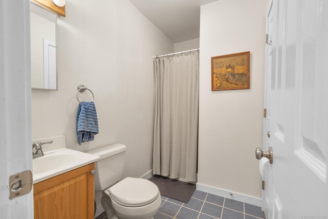 bathroom featuring tile patterned floors, vanity, and toilet