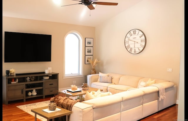 1461 Bunker Hill Rd, Watertown, CT 06795 - living area featuring wood finished floors and a ceiling fan
