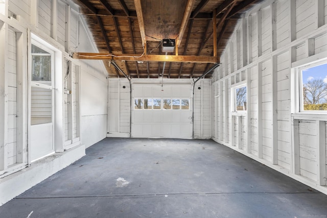 garage with a garage door opener