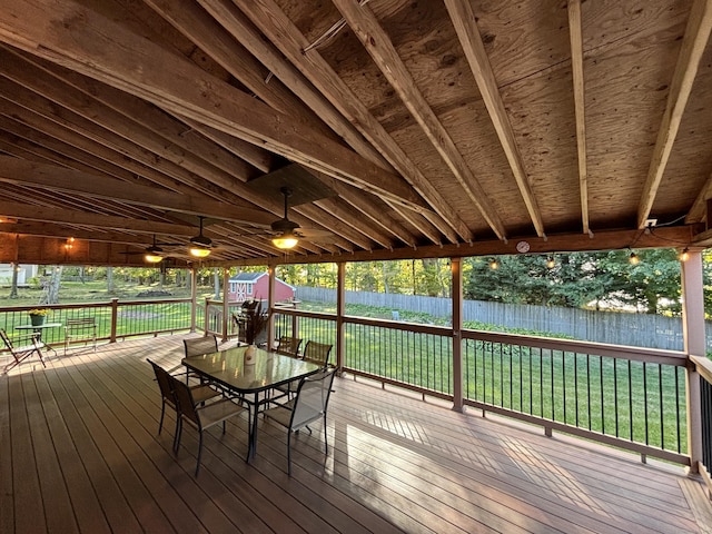 deck featuring ceiling fan