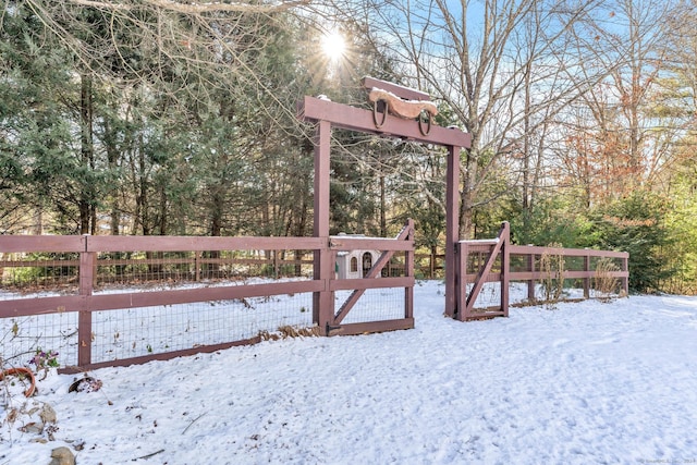 view of yard covered in snow