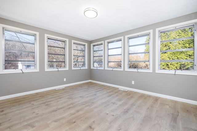 unfurnished room with light hardwood / wood-style floors