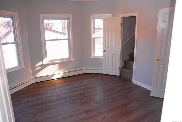 unfurnished room featuring dark wood-type flooring