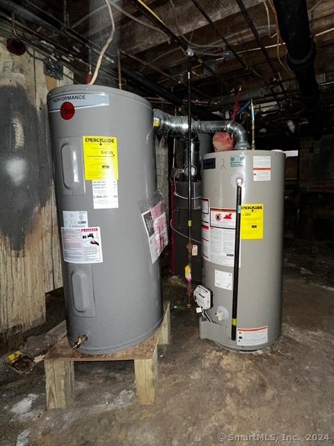 utilities with electric water heater and gas water heater