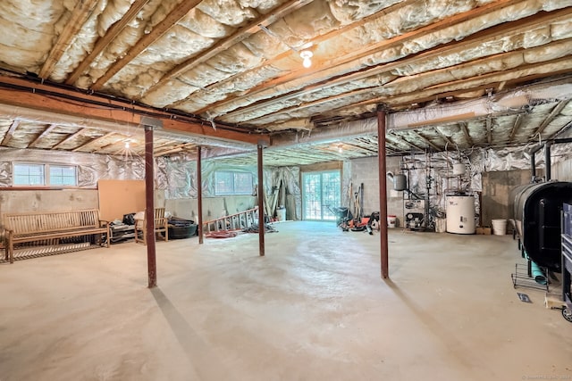 basement featuring water heater