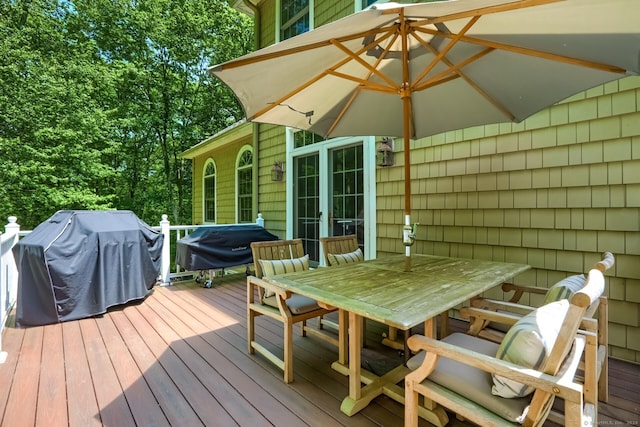 wooden deck with area for grilling