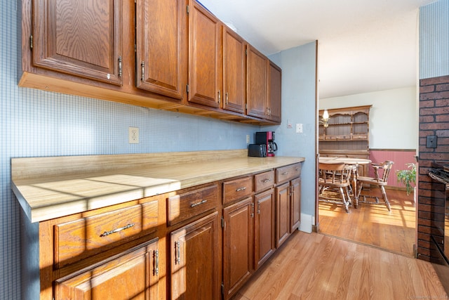 kitchen with light hardwood / wood-style floors