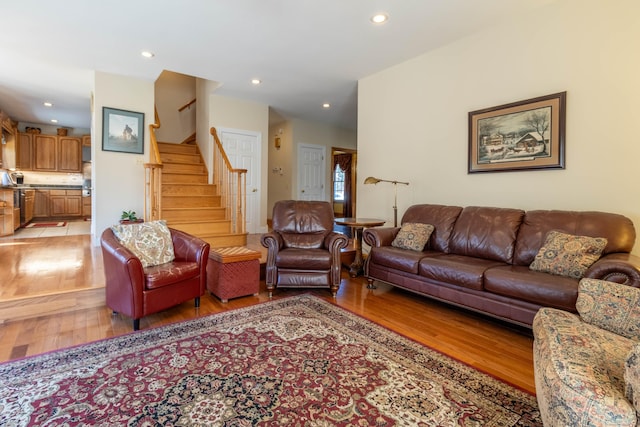 living room with light wood-type flooring