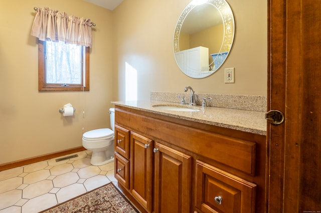 bathroom with tile patterned floors, vanity, and toilet