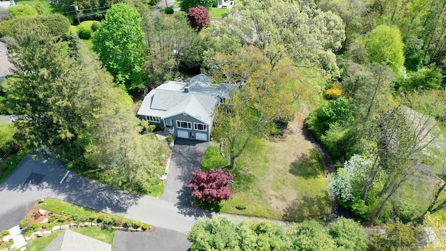 drone / aerial view with a forest view