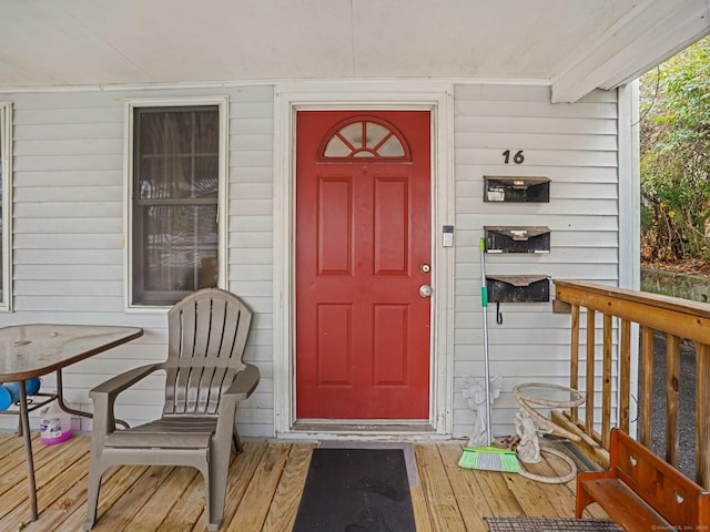 property entrance with a porch