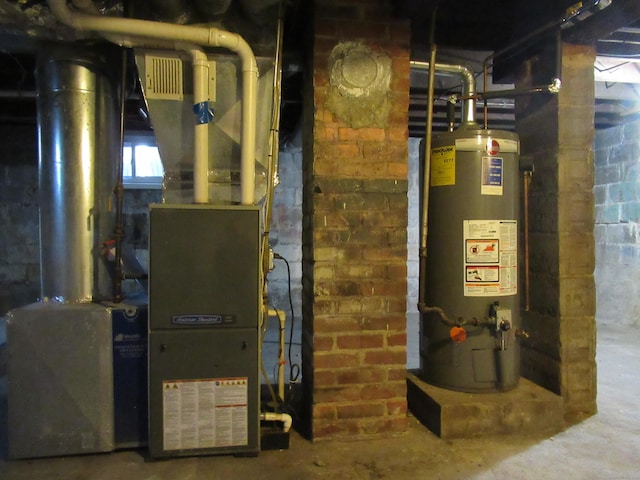 utility room with water heater