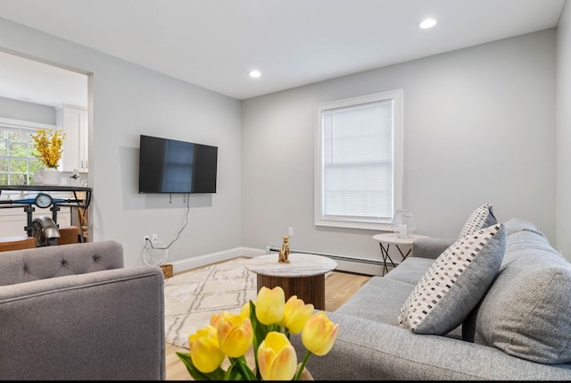 living room featuring light hardwood / wood-style flooring