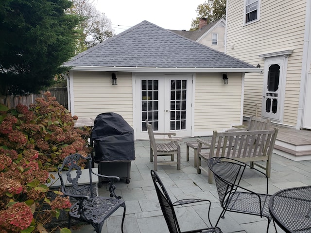 view of patio featuring a grill and french doors