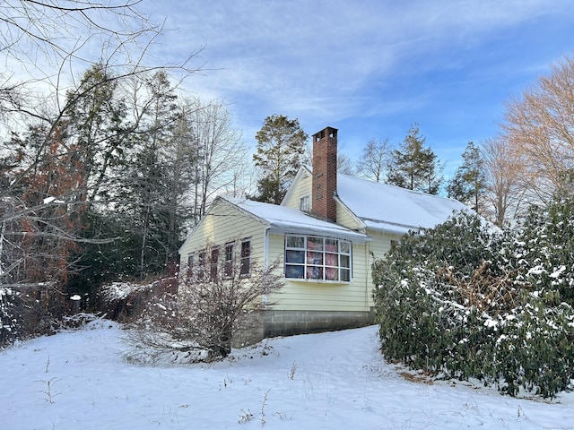 view of snow covered exterior