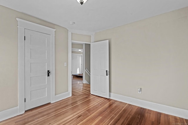 unfurnished bedroom with light hardwood / wood-style flooring