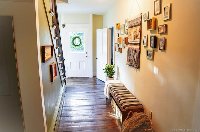 hall featuring dark wood-type flooring