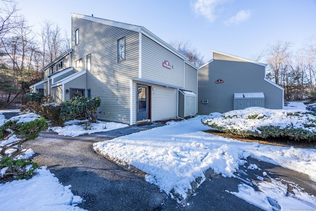 view of snow covered property