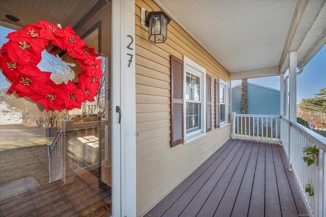 wooden deck with covered porch