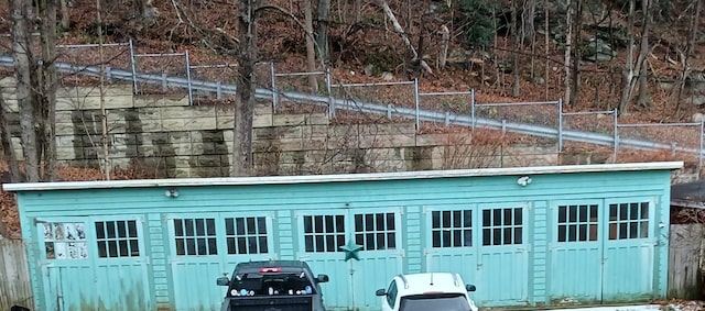 view of outbuilding featuring a garage