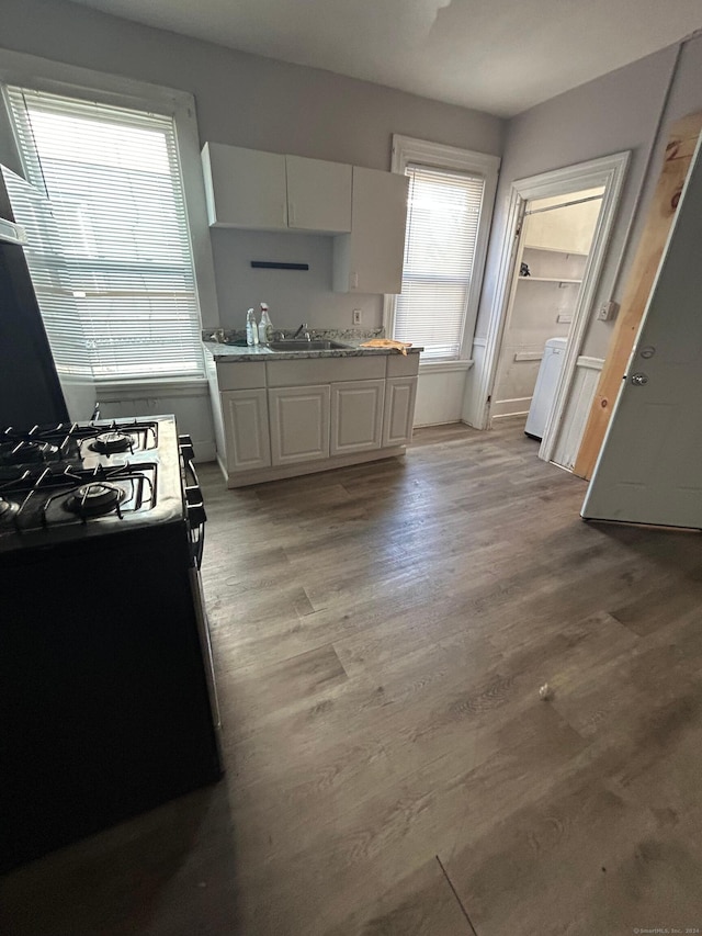 kitchen featuring white cabinetry, light hardwood / wood-style flooring, a healthy amount of sunlight, and sink