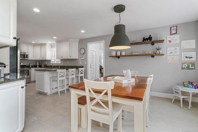 view of tiled dining area