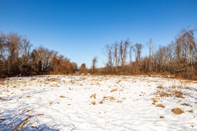 view of snow covered land