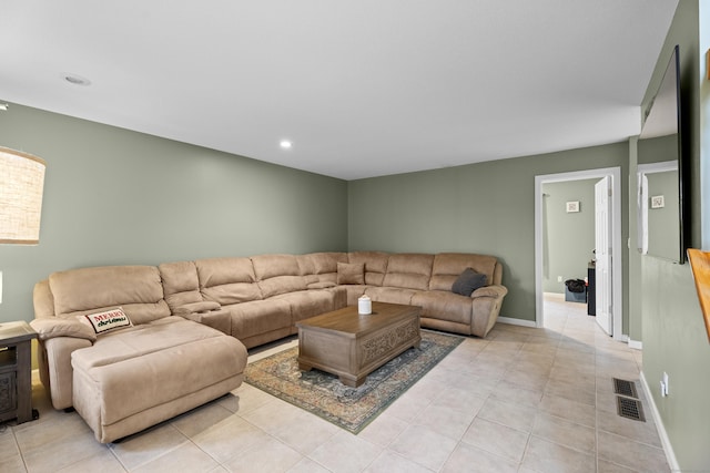 view of tiled living room