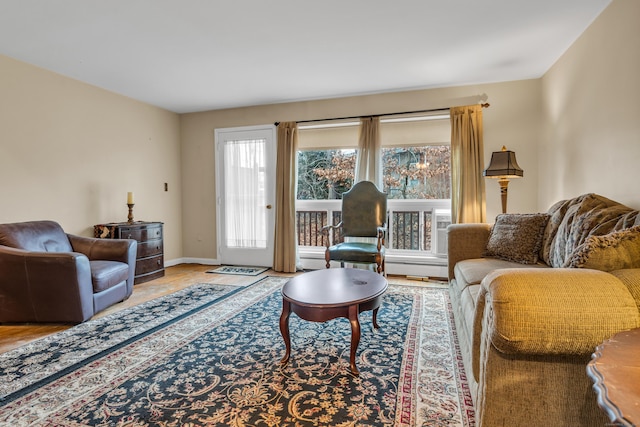 living room with wood-type flooring