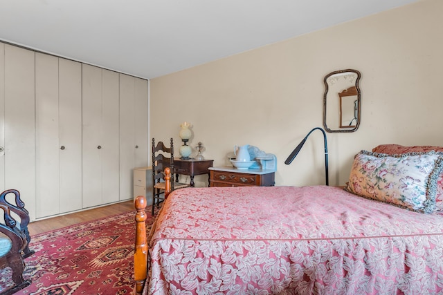 bedroom with light wood-type flooring