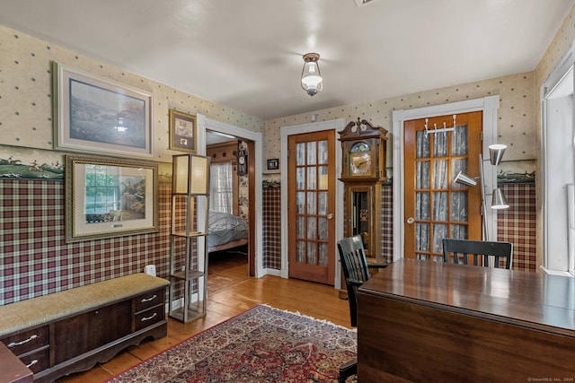 home office featuring light hardwood / wood-style flooring